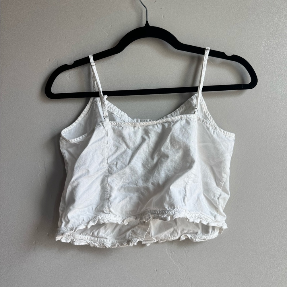 Brandy Melville Cropped Cottagecore White Top Clean Girl Euro Summer Y2K - Picture 3 of 3